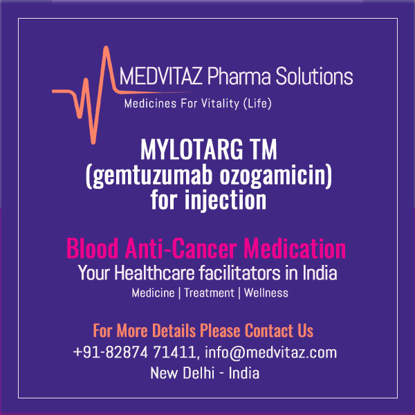 MYLOTARG (gemtuzumab ozogamicin) for injection, for intravenous use. Initial U.S. Approval: 2000