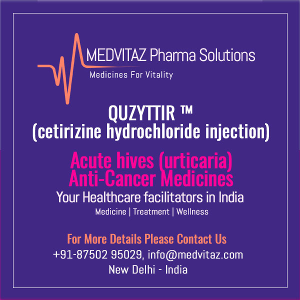 QUZYTTIR (cetirizine hydrochloride injection), for intravenous use. Initial U.S. Approval: 1995