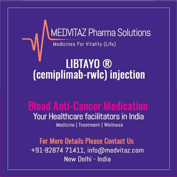 LIBTAYO (cemiplimab-rwlc) injection, for intravenous use. Initial U.S. Approval: 09/2018