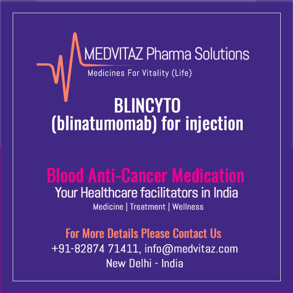 BLINCYTO (blinatumomab) for injection, for intravenous use. Initial U.S. Approval: 2014